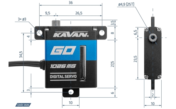 Сервопривід GO1026MG · 8.4 Вт